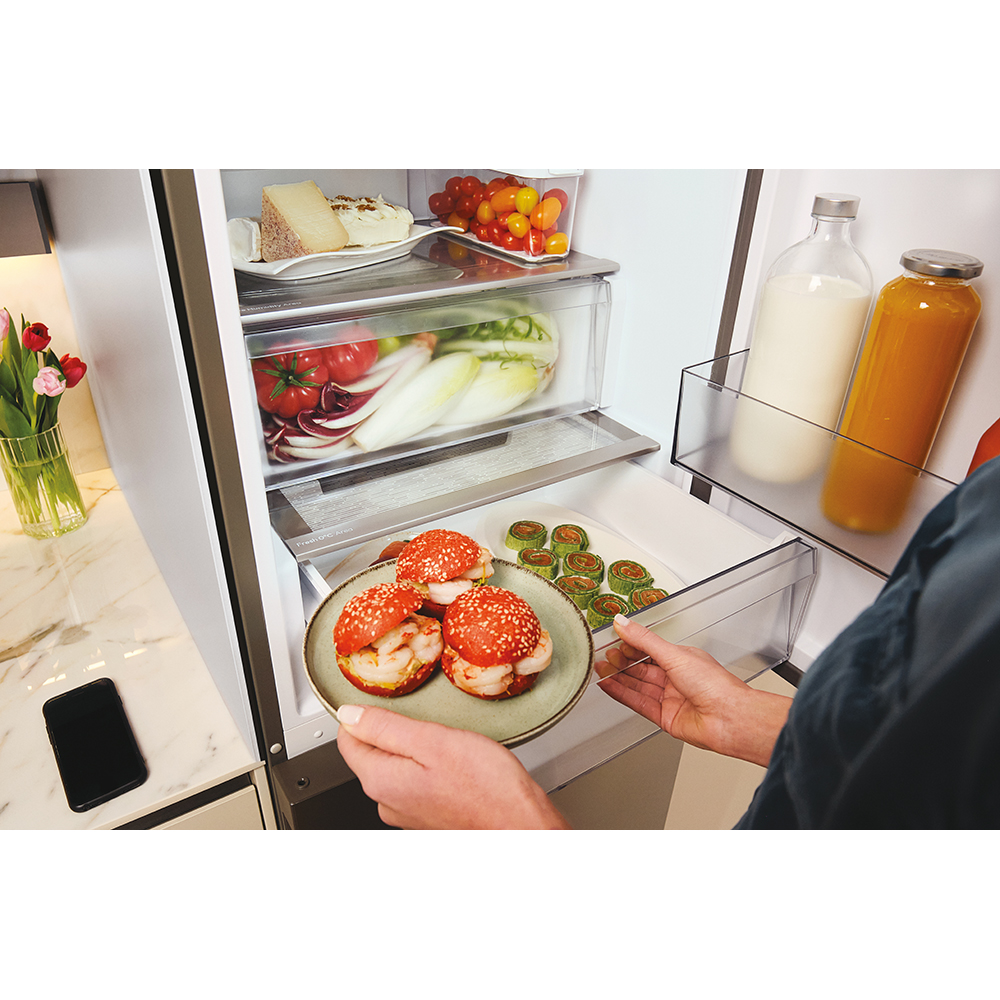 Combina frigorifica CANDY ECN2CQTEX206, Total No Frost, 409 l, H 205 cm, Clasa E, inox