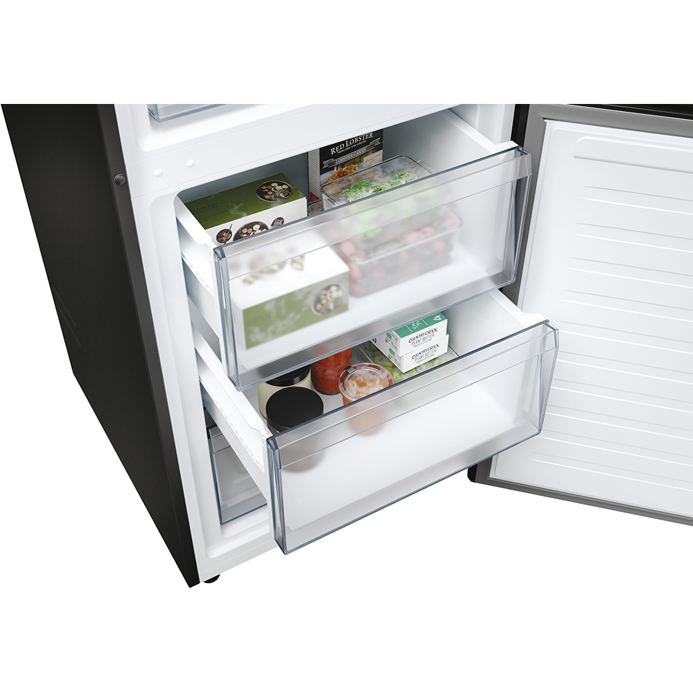 Combina frigorifica CANDY ECN4CQTEB186, Total No Frost, 355 l, H 185 cm, Clasa E, Wi-Fi, negru