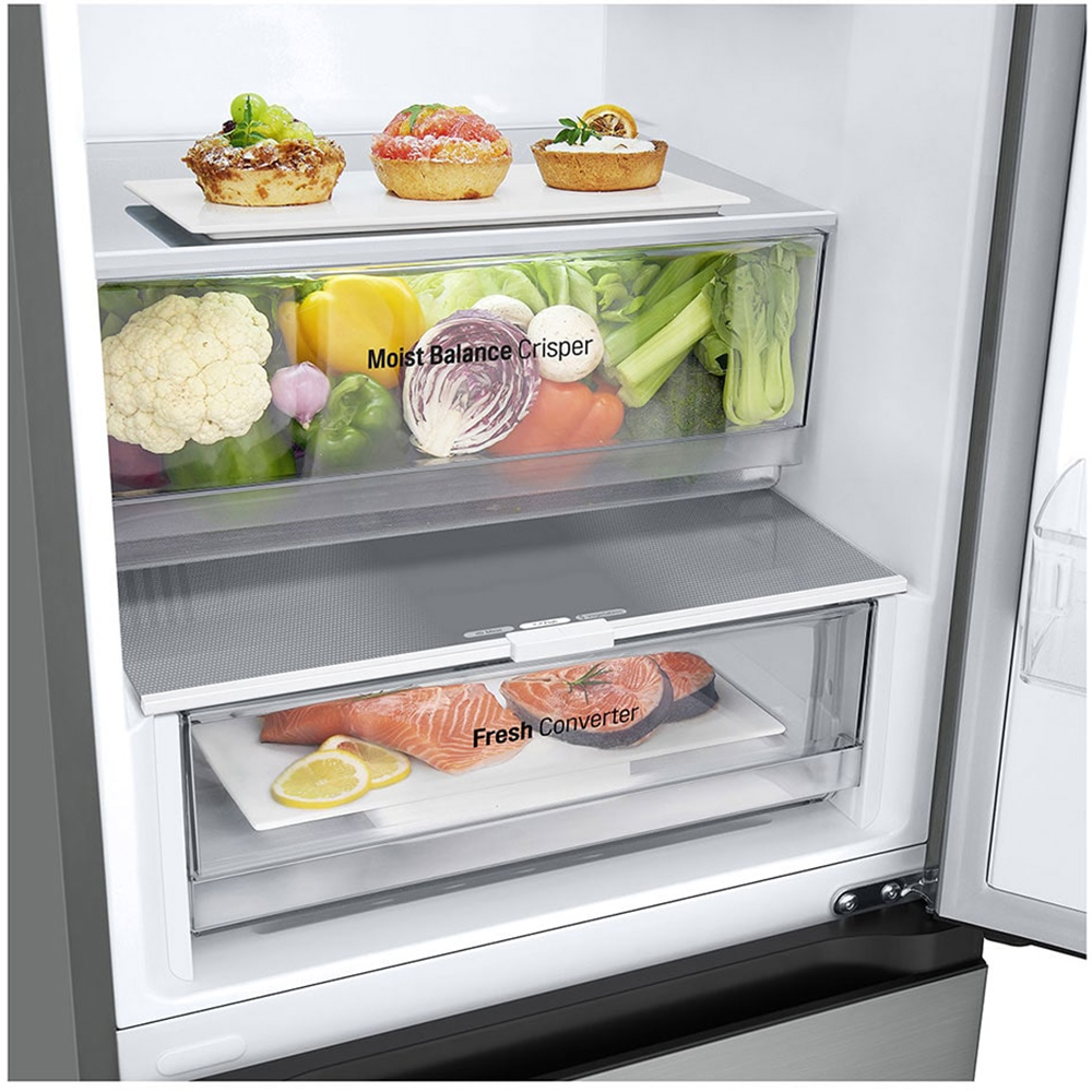 Combina frigorifica LG GBF3202DPY, No Frost, 386 l, H 203 cm, Clasa D, Dozator apa, argintiu