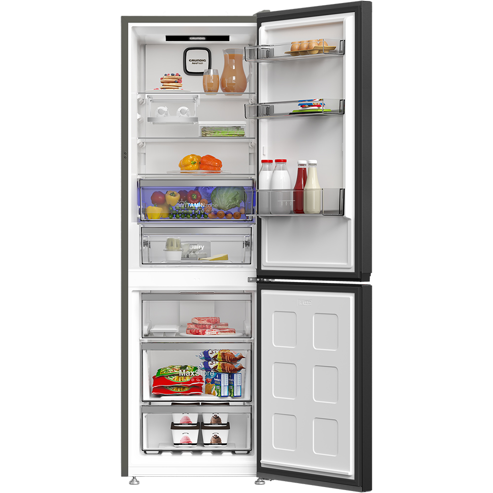 Combina frigorifica GRUNDIG GKPN 66831 XR, No Frost, 316 l, H 186.5 cm, Clasa D, dark inox
