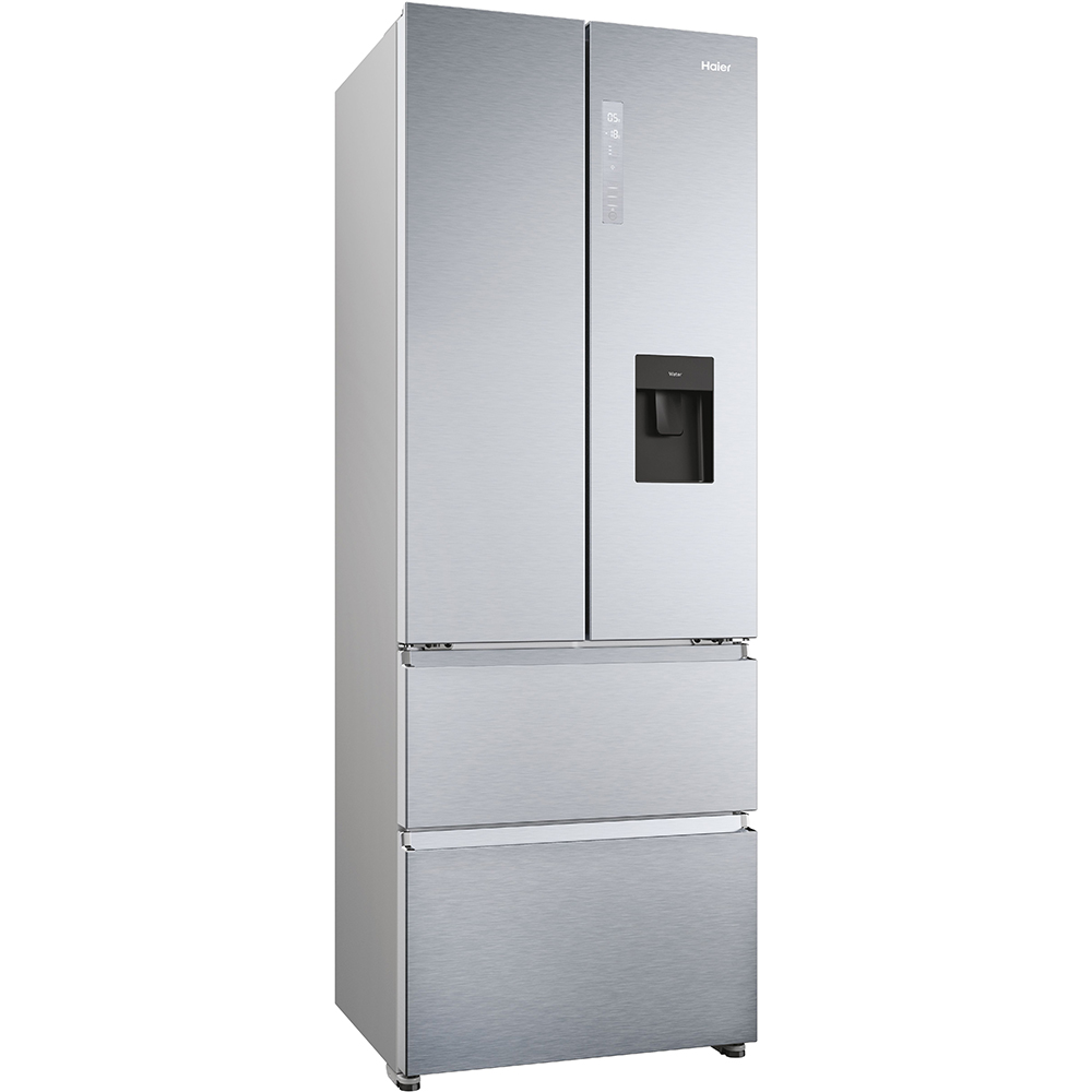 Side by Side HAIER HFR5720EWMG, Total No Frost, 477 l, H 201 cm, Clasa E, Dozator apa, argintiu