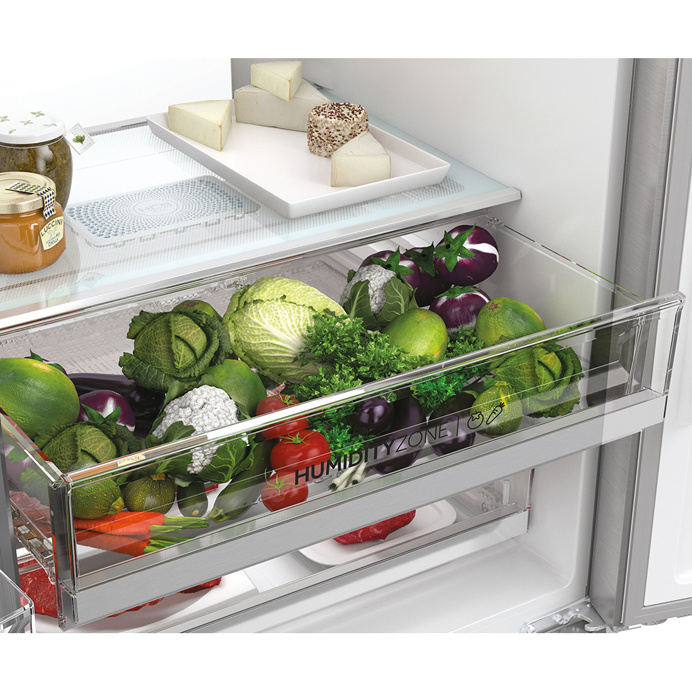 Side by Side HAIER HFR5720EWMG, Total No Frost, 477 l, H 201 cm, Clasa E, Dozator apa, argintiu