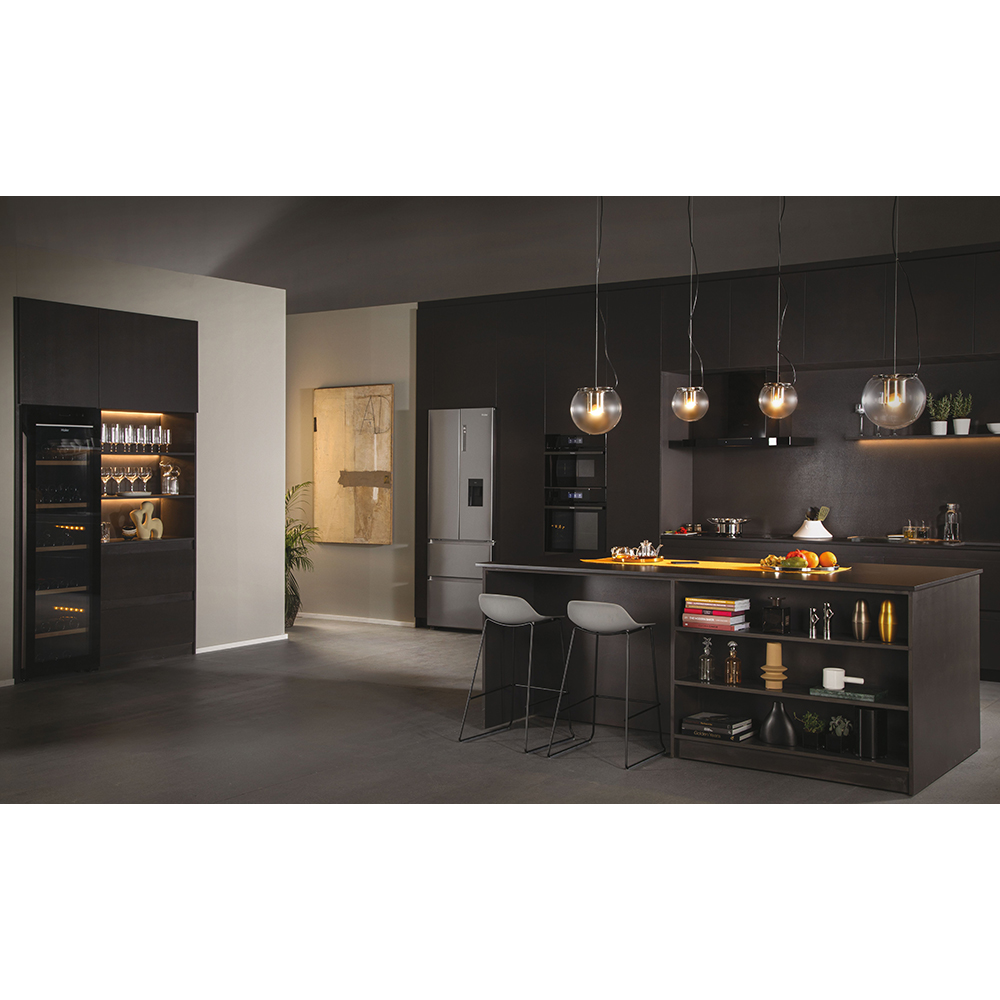 Side by Side HAIER HFR7720DWMP, Total No Frost, 477 l, H 201 cm, Clasa D, Dozator apa, inox