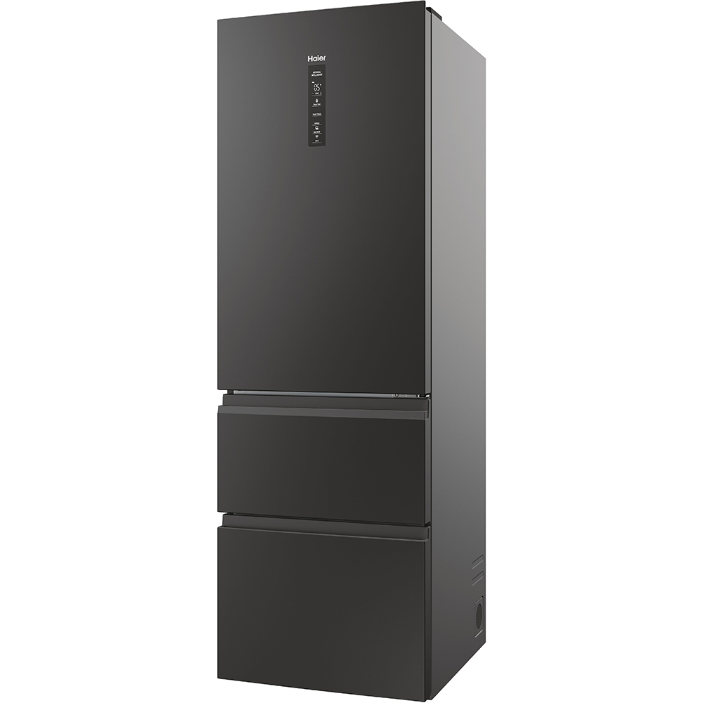 Combina frigorifica HAIER HTW5618DNPT, Total No Frost, 360 l, H 185 cm, Clasa D, Wi-Fi, negru