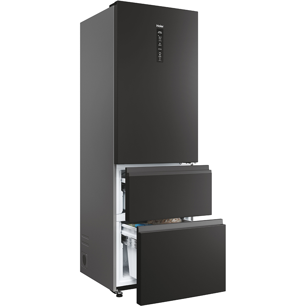 Combina frigorifica HAIER HTW5618DNPT, Total No Frost, 360 l, H 185 cm, Clasa D, Wi-Fi, negru
