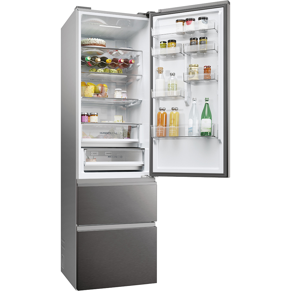 Combina frigorifica HAIER HTW5620CNMP, Total No Frost, 414 l, H 205 cm, Clasa C, Wi-Fi, negru