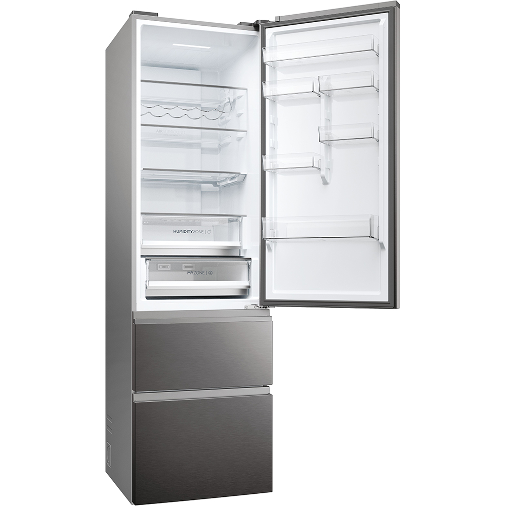 Combina frigorifica HAIER HTW5620CNMP, Total No Frost, 414 l, H 205 cm, Clasa C, Wi-Fi, negru