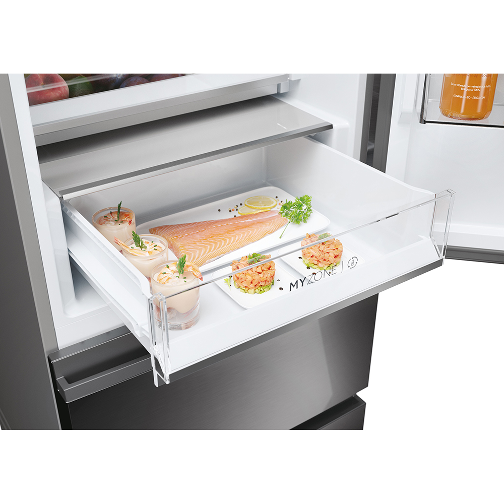 Combina frigorifica HAIER HTW5620CNMP, Total No Frost, 414 l, H 205 cm, Clasa C, Wi-Fi, negru