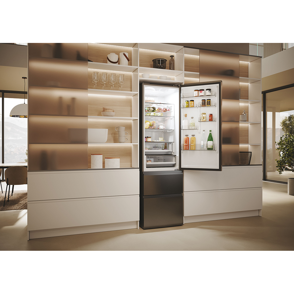 Combina frigorifica HAIER HTW5620CNMP, Total No Frost, 414 l, H 205 cm, Clasa C, Wi-Fi, negru