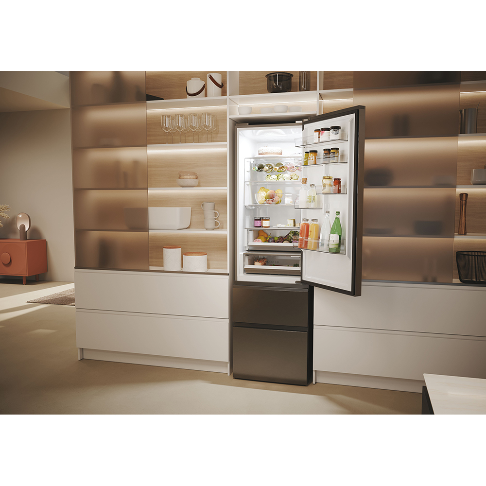 Combina frigorifica HAIER HTW5620CNMP, Total No Frost, 414 l, H 205 cm, Clasa C, Wi-Fi, negru