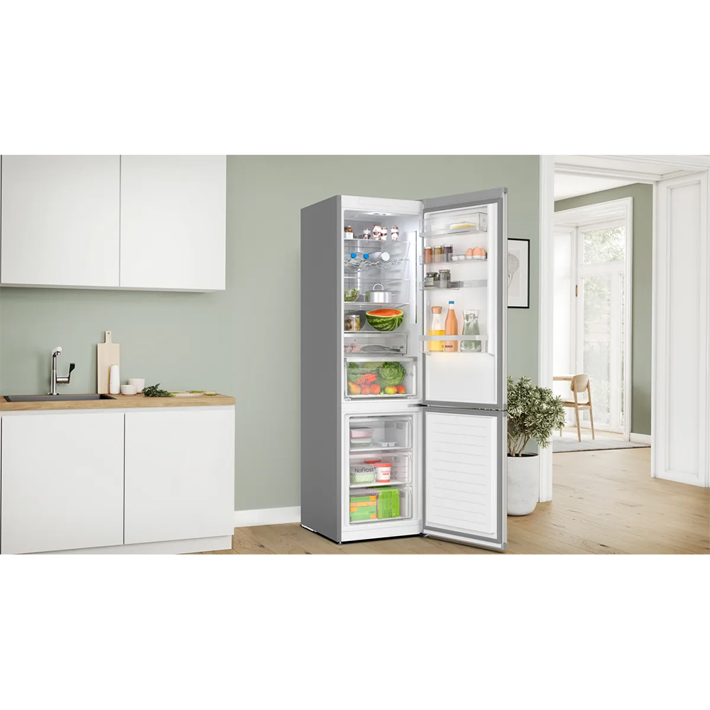 Combina frigorifica BOSCH KGN394ICF, No Frost, 363 l, H 203 cm, Clasa C, inox antiamprenta
