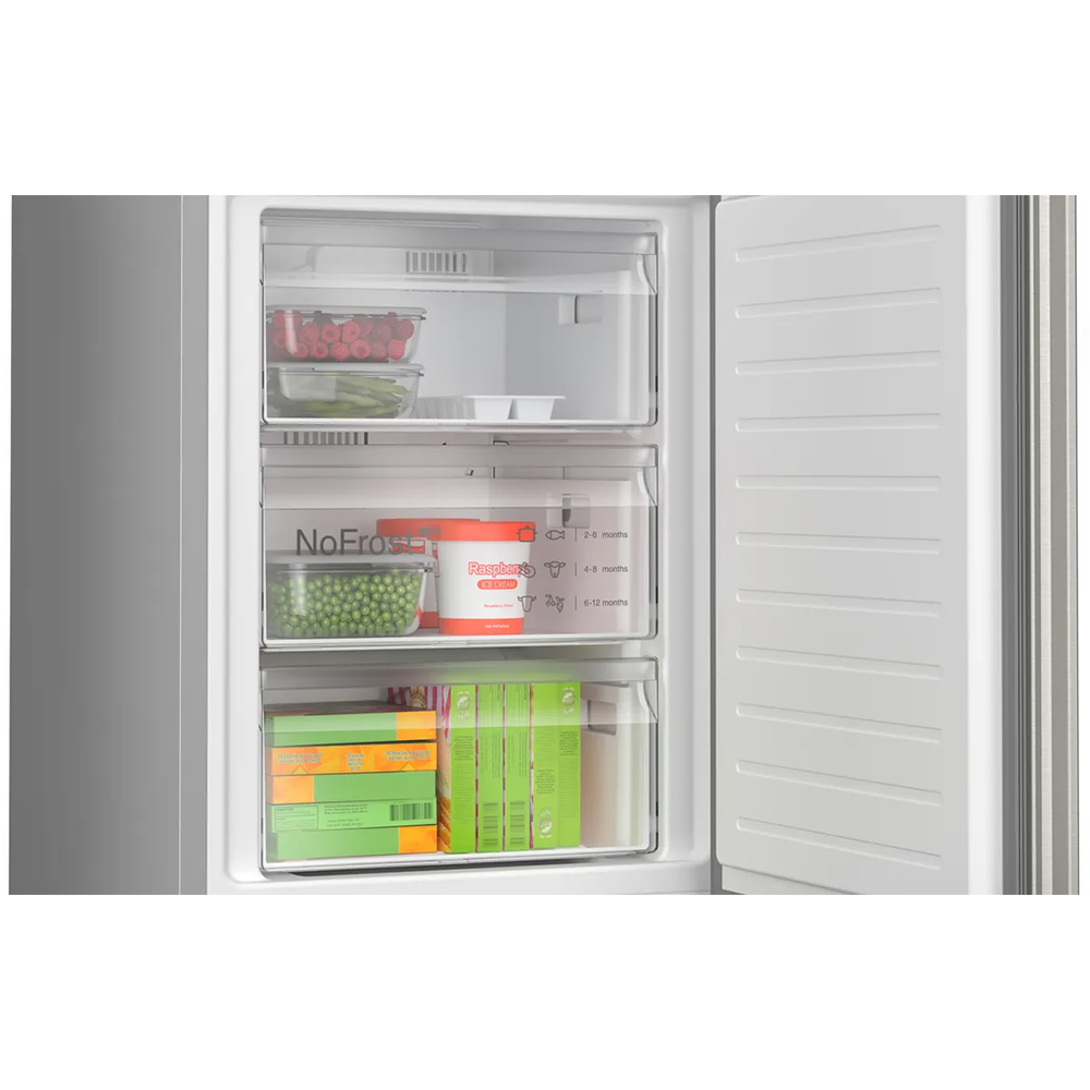 Combina frigorifica BOSCH KGN394ICF, No Frost, 363 l, H 203 cm, Clasa C, inox antiamprenta