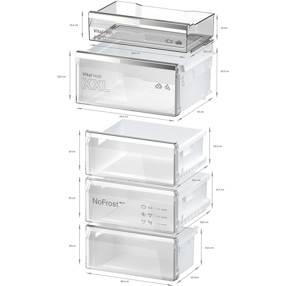 Combina frigorifica BOSCH KGN394ICF, No Frost, 363 l, H 203 cm, Clasa C, inox antiamprenta