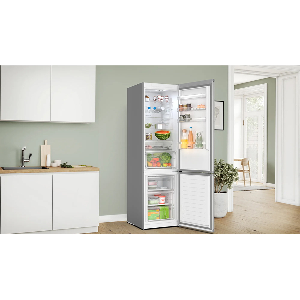 Combina frigorifica BOSCH KGN397LDF, No Frost, 363 l, H 203 cm, Clasa D, inox