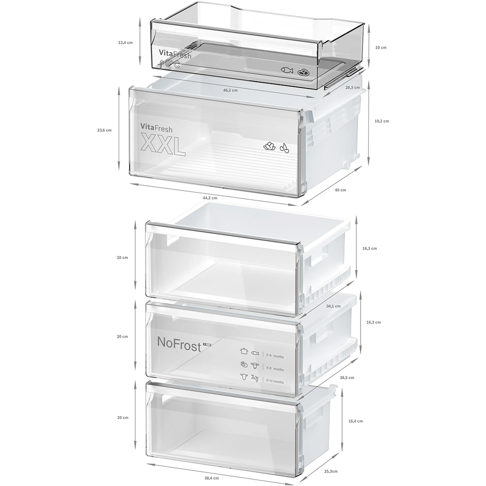 Combina frigorifica BOSCH KGN397LDF, No Frost, 363 l, H 203 cm, Clasa D, inox