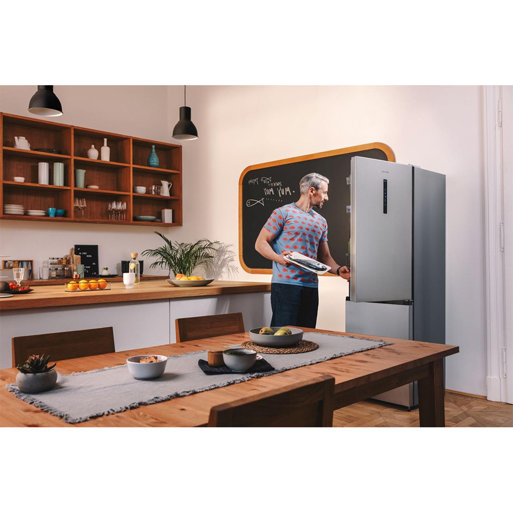 Combina frigorifica GORENJE NRK619CAXL4, No Frost Plus, 304 l, H 186 cm, Clasa C, argintiu