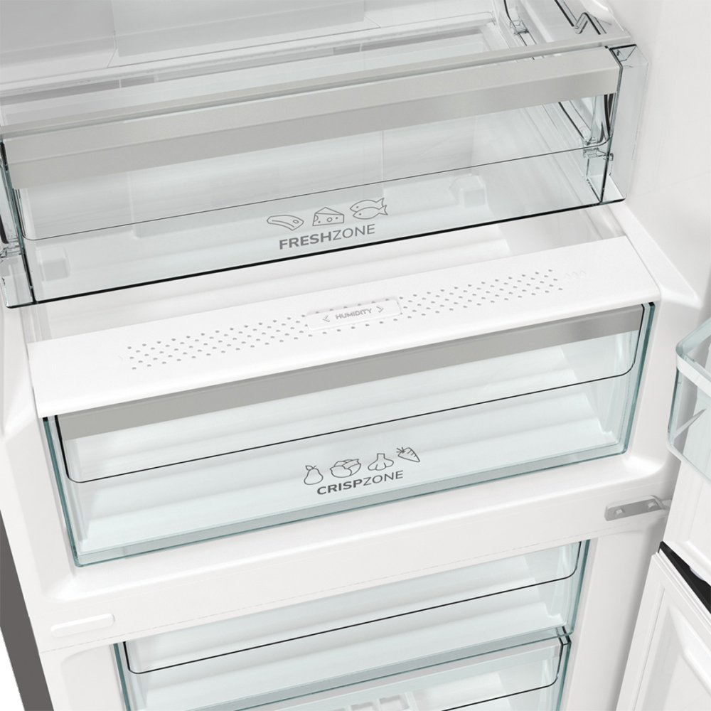 Combina frigorifica GORENJE NRK6202AXL4, No Frost Plus, 331 l, H 200 cm, Clasa E, inox