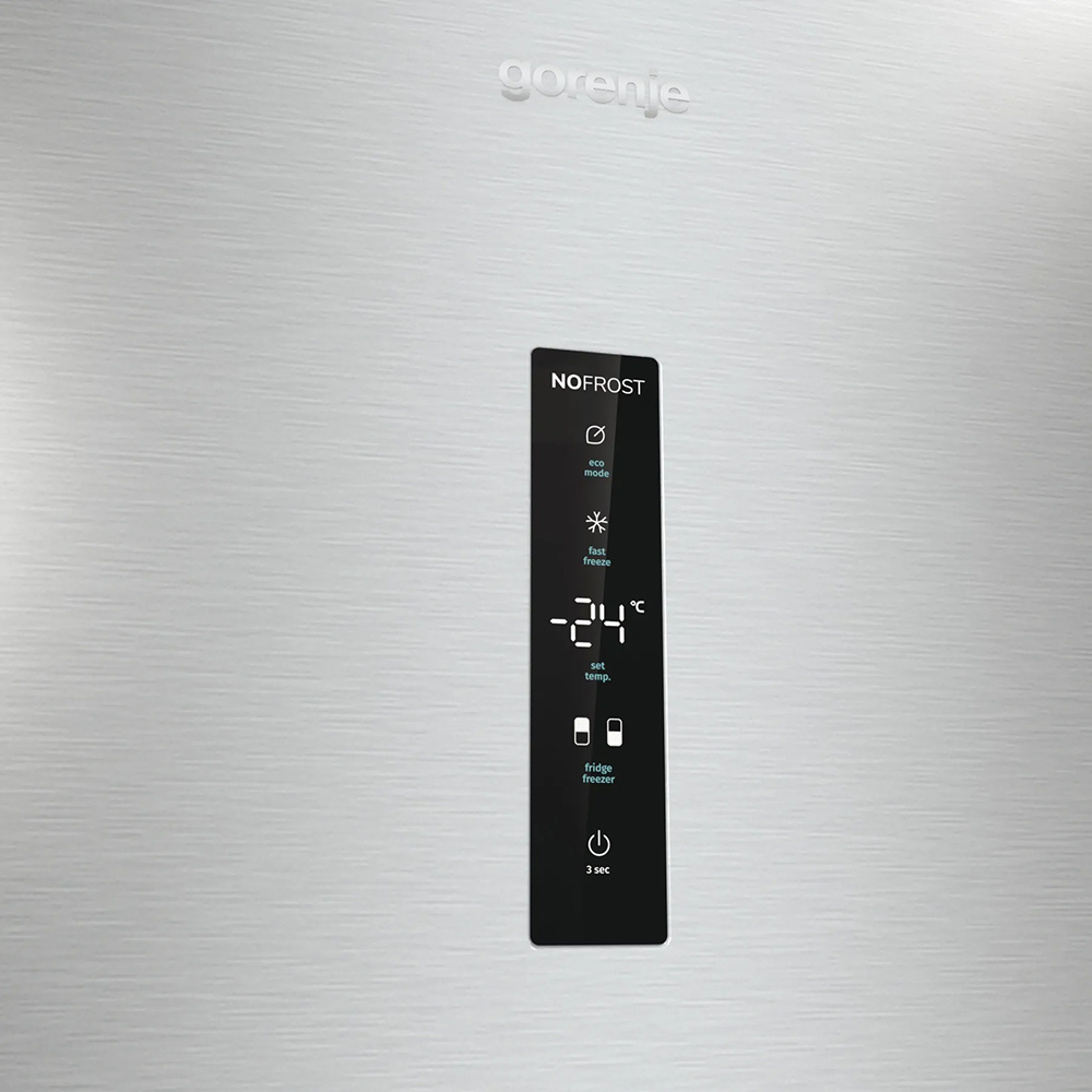 Combina frigorifica GORENJE NRK62CA2XL4, No Frost Plus, 361 l, H 200 cm, Clasa C, argintiu