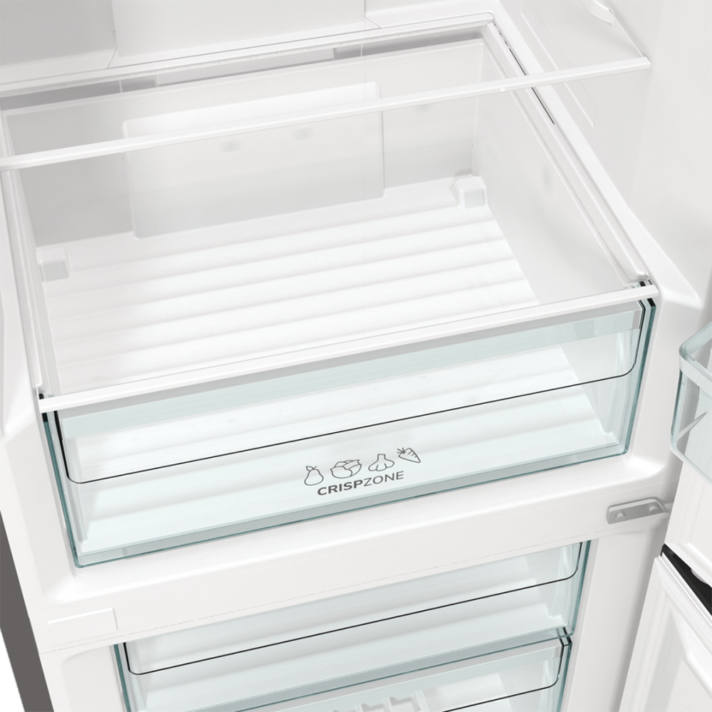 Combina frigorifica GORENJE NRKE62XL, NoFrost Plus, 300 l, H 185 cm, Clasa E, argintiu