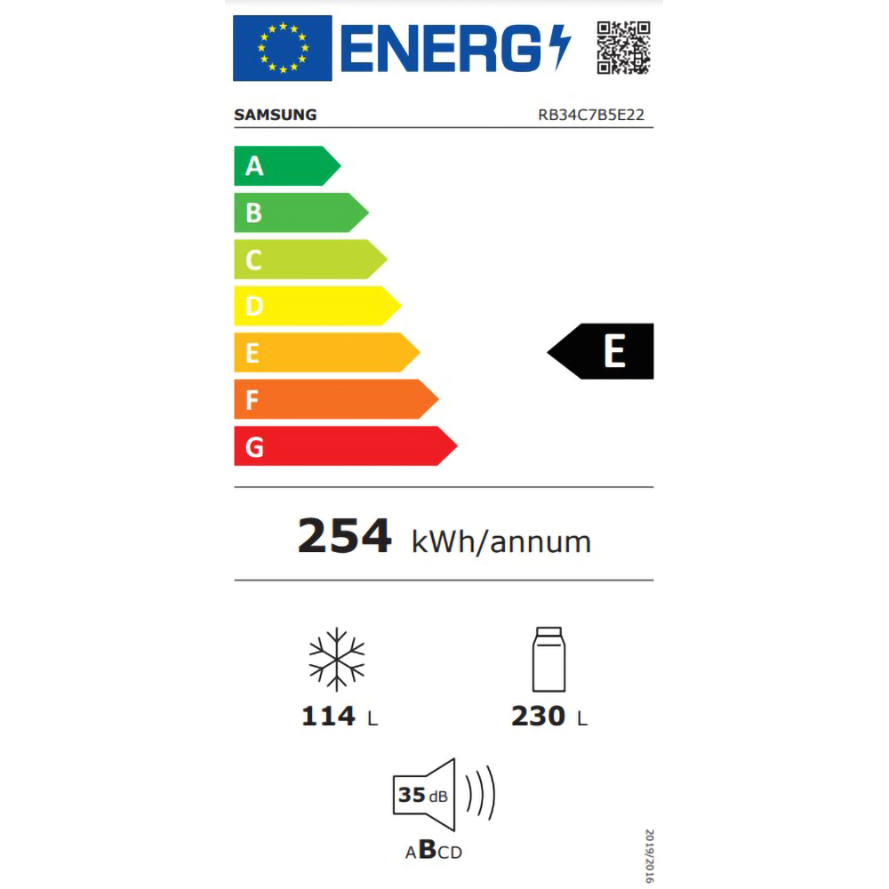 Combina frigorifica SAMSUNG RB34C7B5E22/EF, Bespoke, No Frost, 344 l, H 185 cm, Clasa E, All-Around Cooling, sticla neagra l