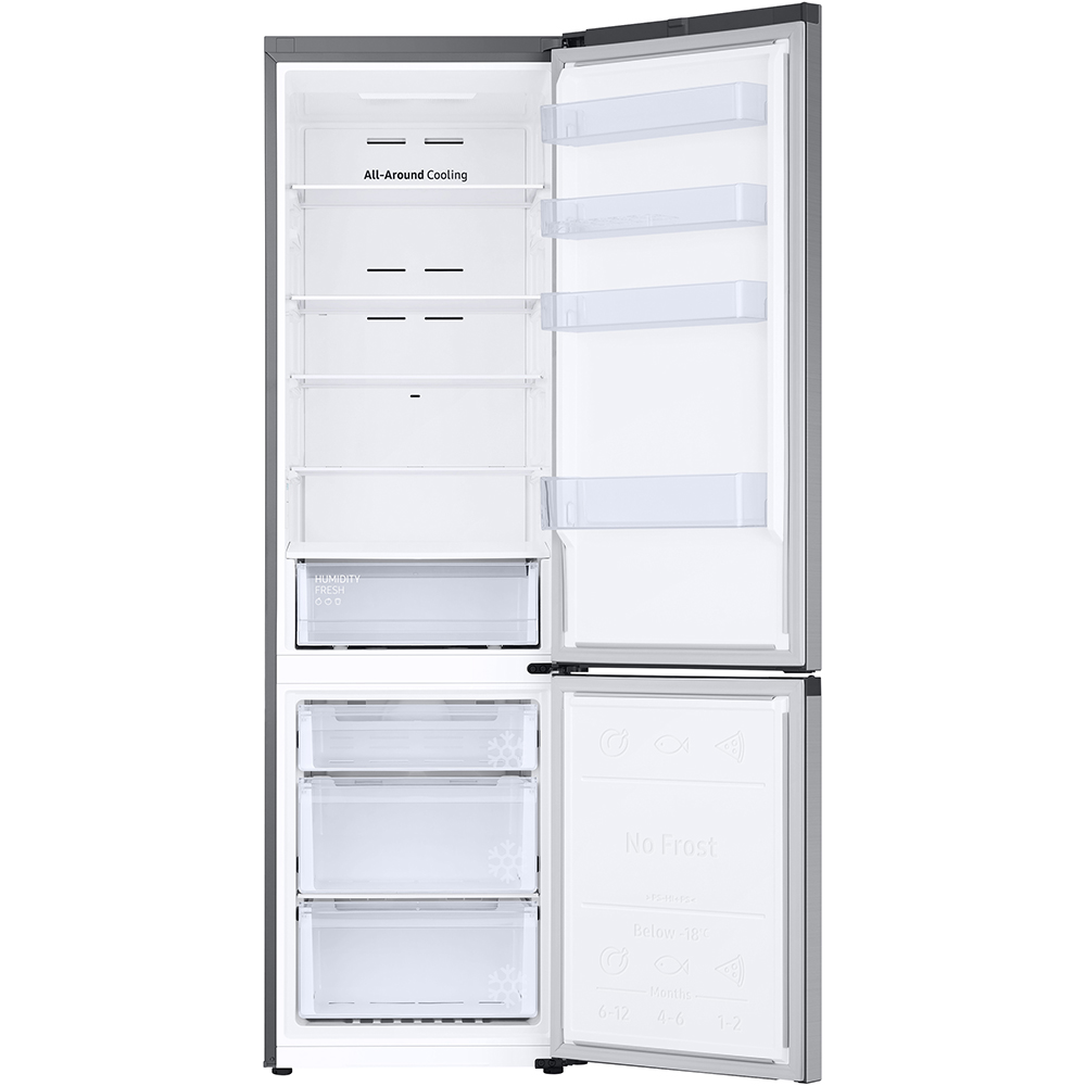 Combina frigorifica SAMSUNG RB38C600ESA/EF, No Frost, 390 l, H 203 cm, Clasa E, All-Around Cooling, argintiu