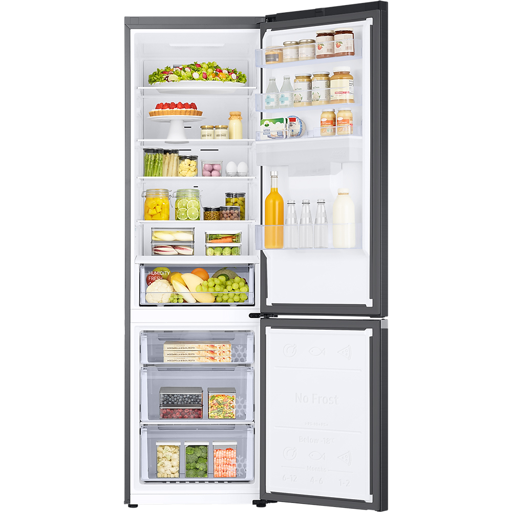 Combina frigorifica SAMSUNG RB38C650EB1/EF, No Frost, 386 l, H 203 cm, Clasa E, Dozator apa, dark inox