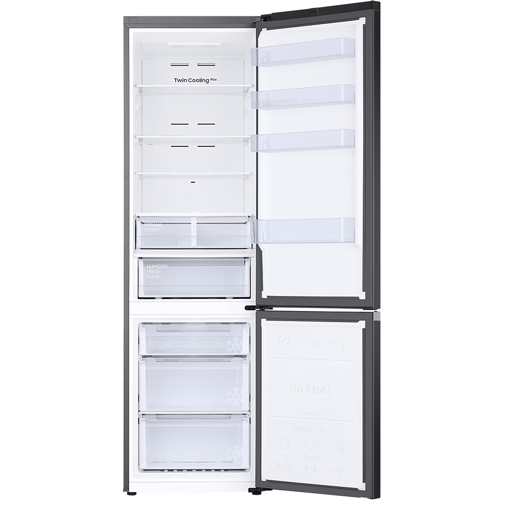 Combina frigorifica SAMSUNG RB38T607BB1/EF, No Frost, 387 l, H 203 cm, Clasa B, Twin Cooling Plus, dark inox