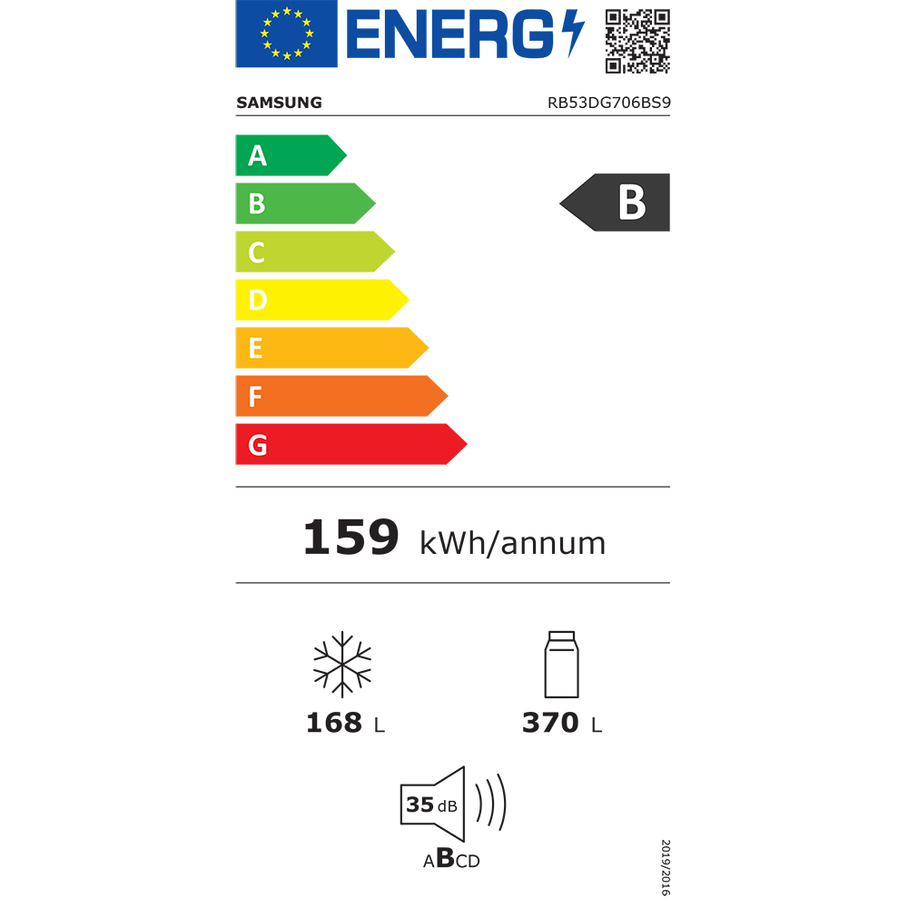 Combina frigorifica SAMSUNG RB53DG706BS9EO, No Frost, 538 l, H 203 cm, Clasa B, Wi-Fi, inox