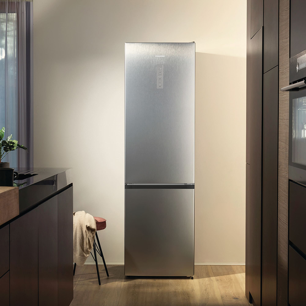 Combina frigorifica HISENSE RB5P410SACC, Total No Frost, 413 l, H 203 cm, Clasa C, Wi-Fi, argintiu