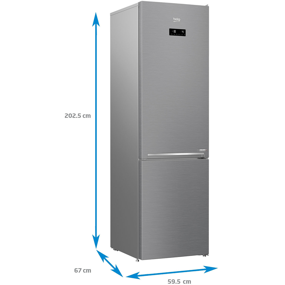 Combina frigorifica BEKO RCNA406E60XBN, NeoFrost, 362 l, H 203 cm, Clasa C, argintiu