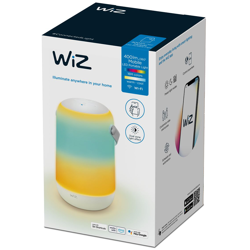 Lampa portabila WIZ Mobile Portable, 12W, 400lm, RGB, alb