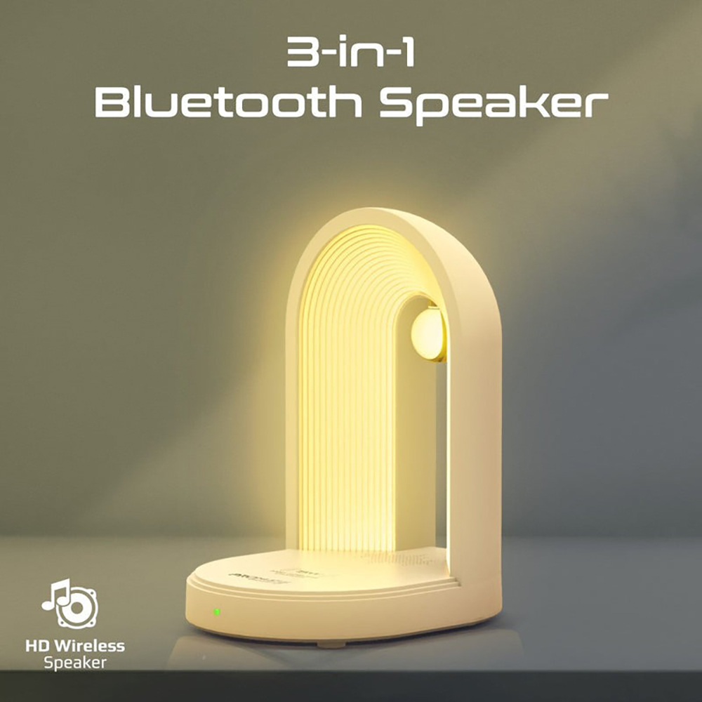 Lampa de birou cu LED PROMATE Globe-Qi, 15W, boxa bluetooth, incarcator wireless, alb