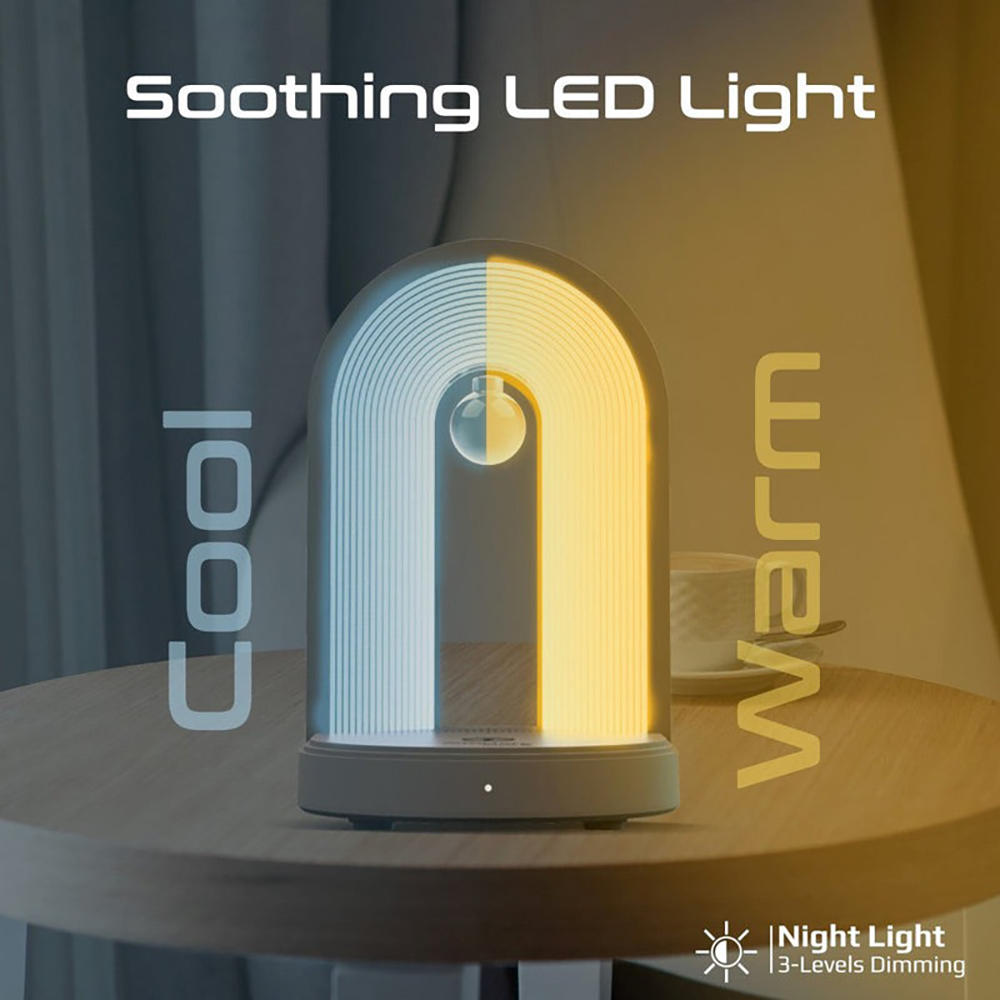 Lampa de birou cu LED PROMATE Globe-Qi, 15W, boxa bluetooth, incarcator wireless, alb