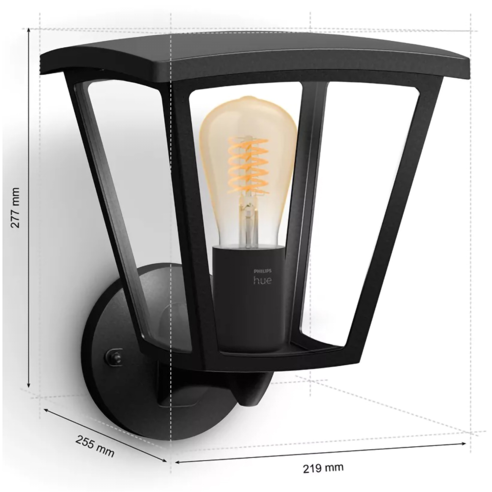 Aplica de exterior LED PHILIPS HUE 8719514388512, 7W, 550lm, IP44, negru