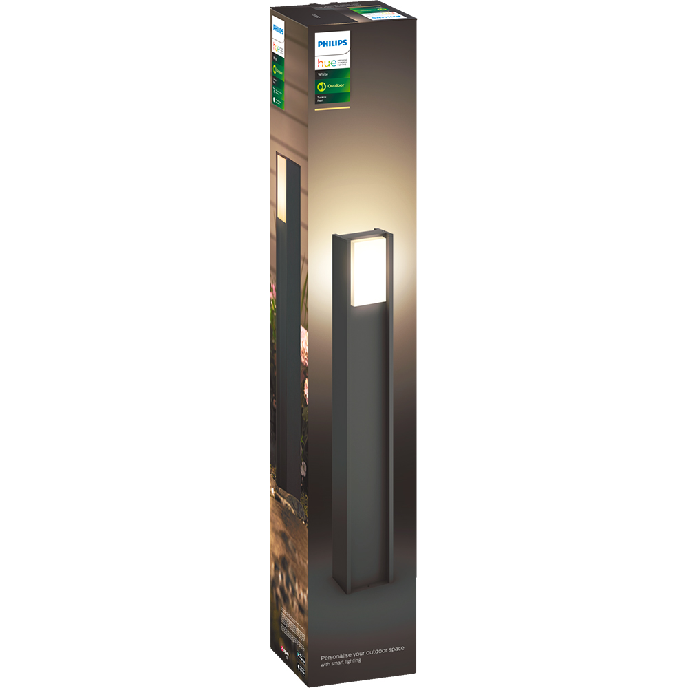 Stalp iluminat smart PHILIPS Hue Turaco, E27, 9W, 806lm, 2700K, IP44, negru