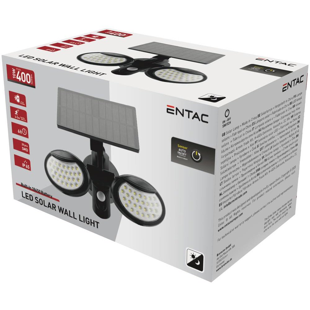Lampa solara ENTAC, 10W, IP65, negru