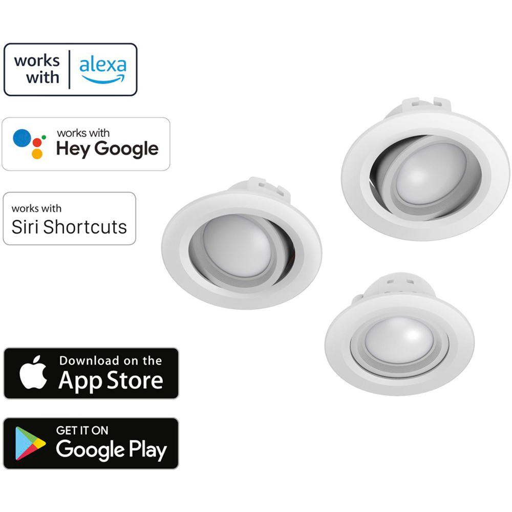 Set 3 spoturi smart incorporate HAMA 00176611, 5W, 350lm, IP20, alb