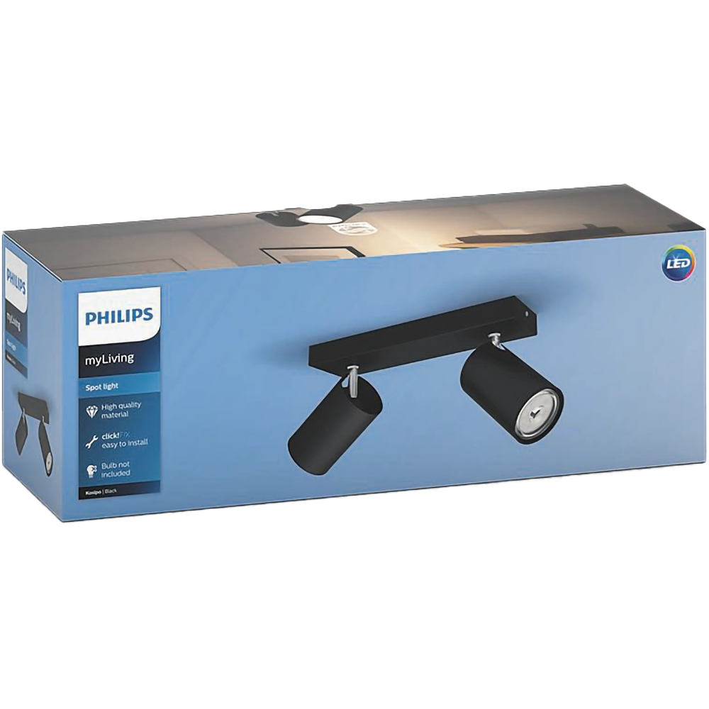 Spot PHILIPS myLiving Kosipo 8718696164907, 2 x 5.5W, negru 
