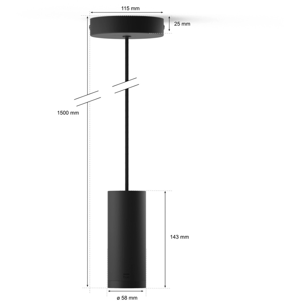 Pendul smart PHILIPS HUE Cord, E14, negru