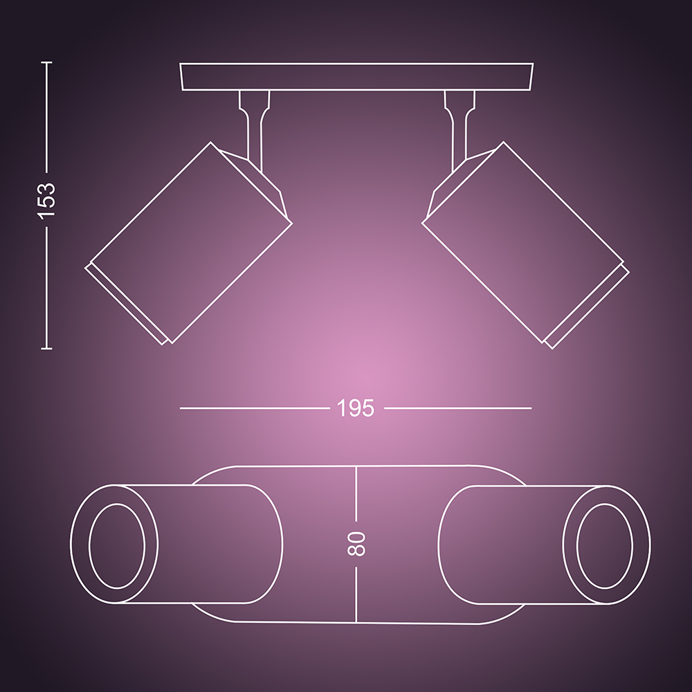 Spot LED Smart PHILIPS Hue Fugato, 2x5.7W, 2x350lm, Wi-Fi, negru