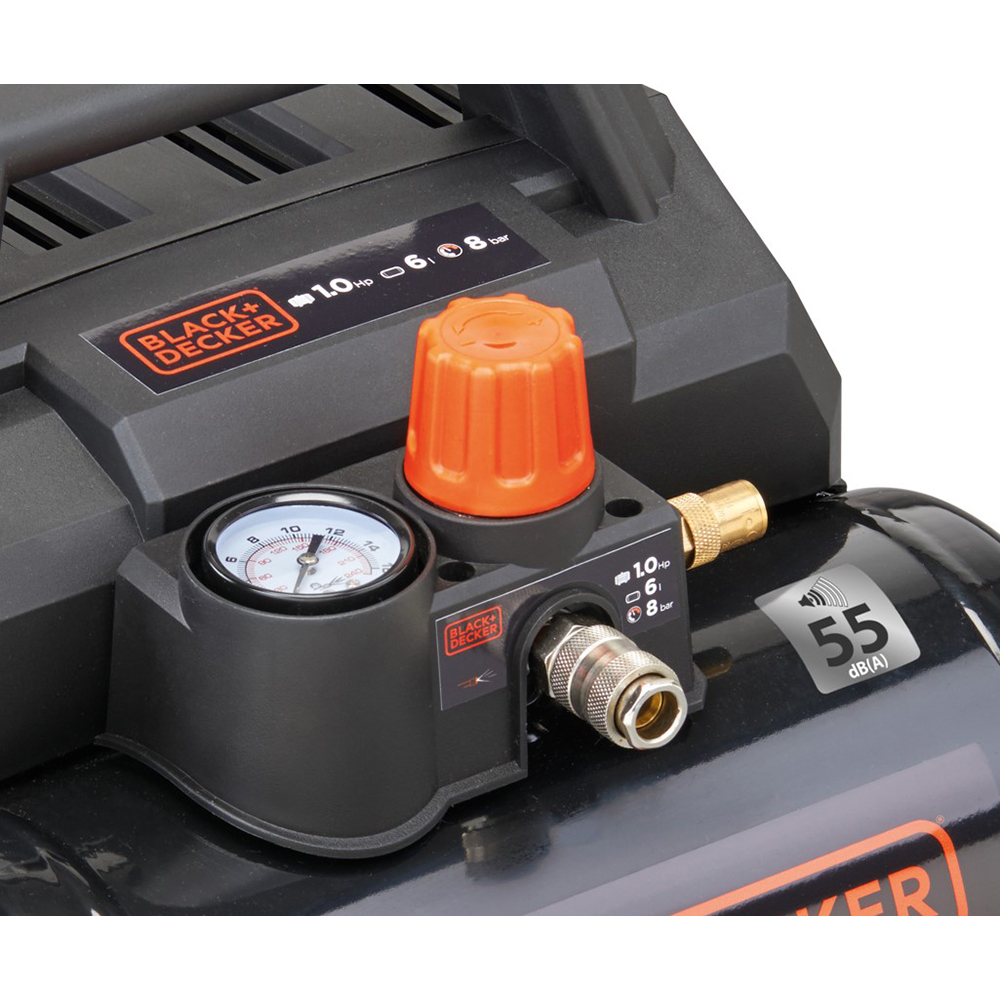 Compresor aer BLACK DECKER BXCMS106HE, fara ulei, 6 litrii, 1 CP, 8 bar