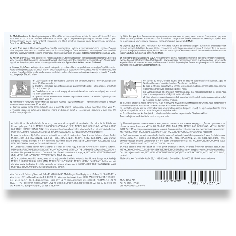 Pachet capsule balsam MIELE Aqua, 9 x 40ml