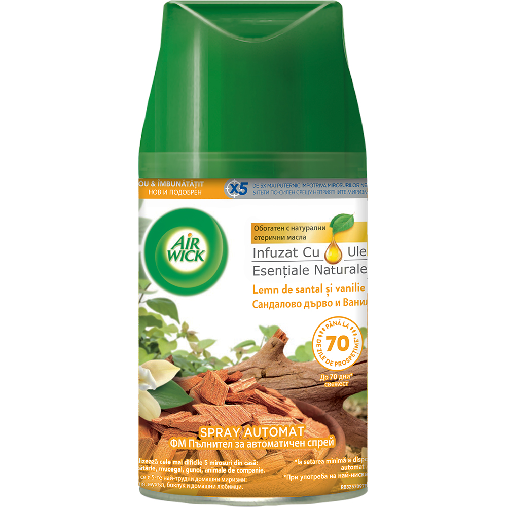 Rezerva odorizant de camera automat AIR WICK Fresh, Lemn de Santal & Vanilie, 250 ml