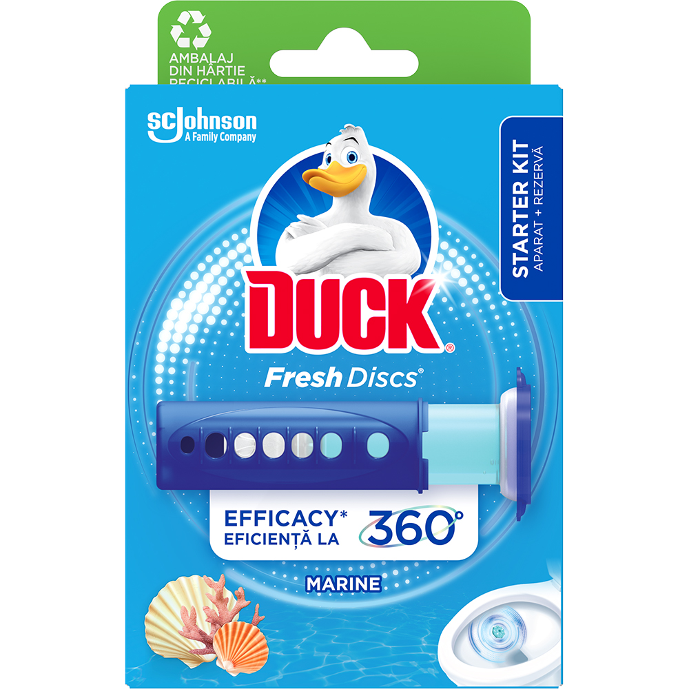 Odorizant toaleta DUCK Fresh Discs Marine, 6 discuri