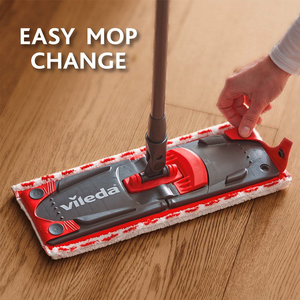 Rezerva mop plat VILEDA Ultramax 2in1, microfibra, alb-rosu