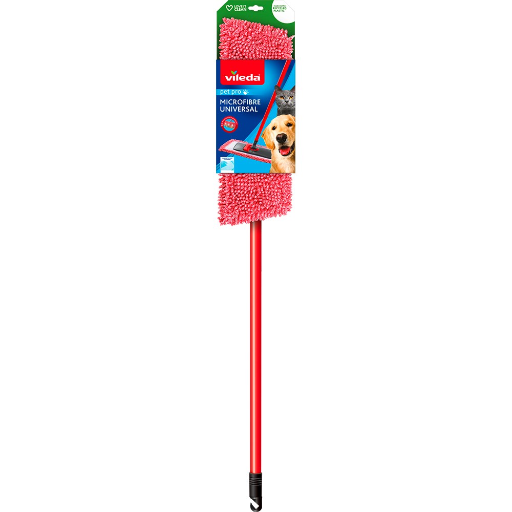 Mop plat VILEDA Pet Pro, maner extensibil, rosu