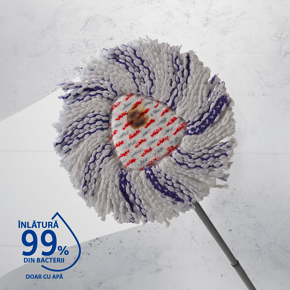 Set galeata cu storcator + mop + maner VILEDA Turbo 3in1, rosu-negru