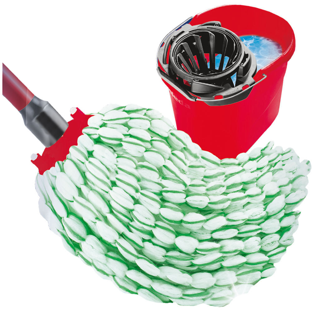 Set galeata cu storcator + mop + maner Euroclick VILEDA Style, negru-rosu