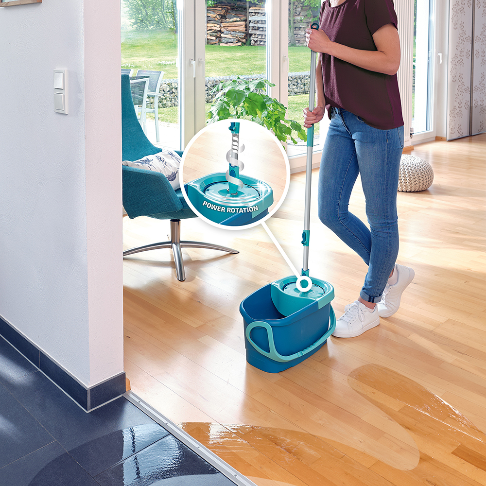 Set galeata cu storcator + mop + maner LEIFHEIT Ergo, verde