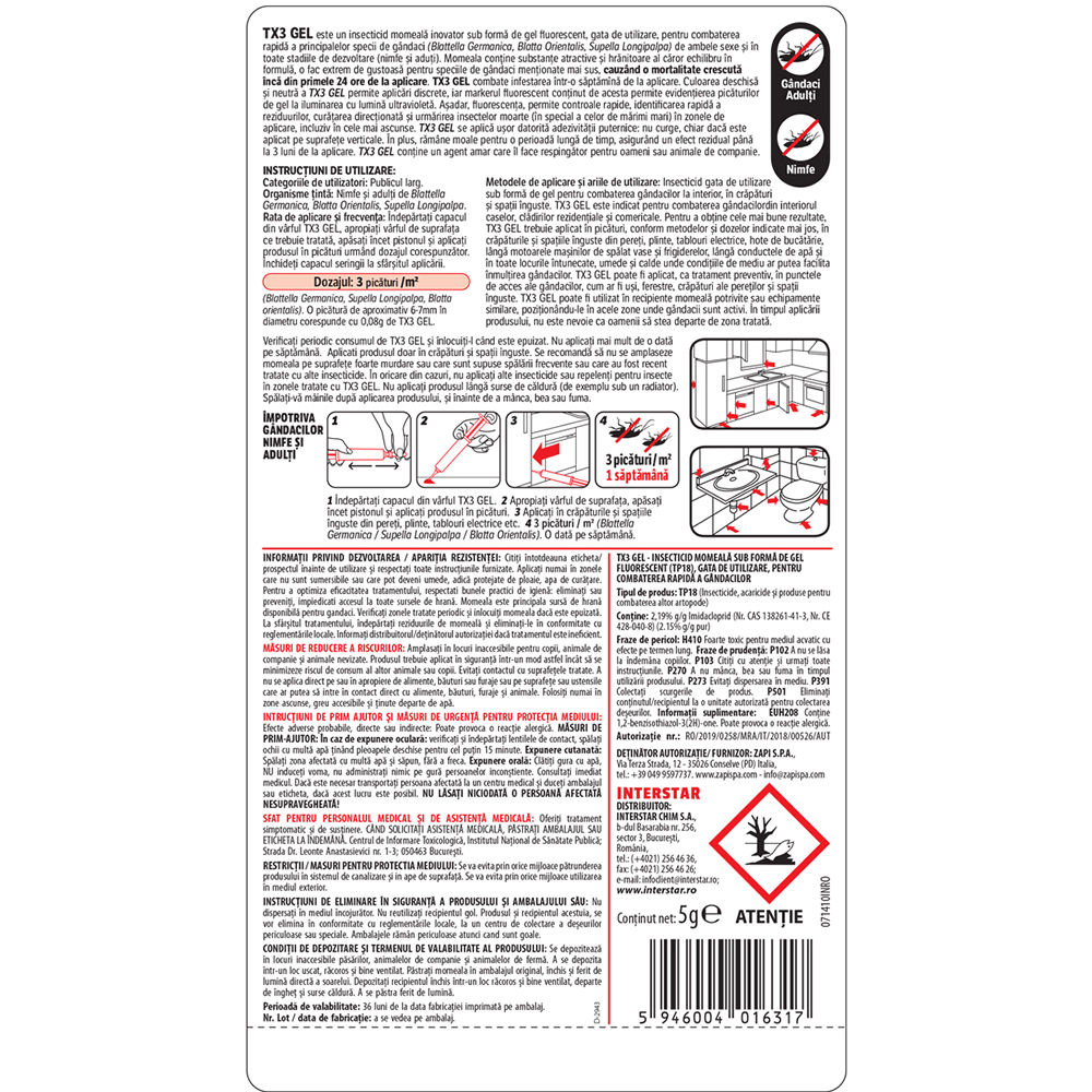 Gel impotriva gandacilor AROXOL TX3, Seringa, 5 g